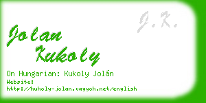 jolan kukoly business card